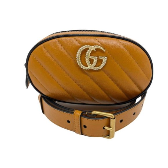 Gucci Marmont Gg Azalea Fanny Pack Waist Belt, Chevron Leather Cross Body Bag - Picture 1 of 7